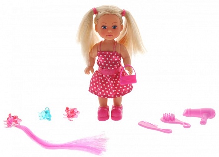 Кукла Еви с розовой прядью для волос, 12 см. 